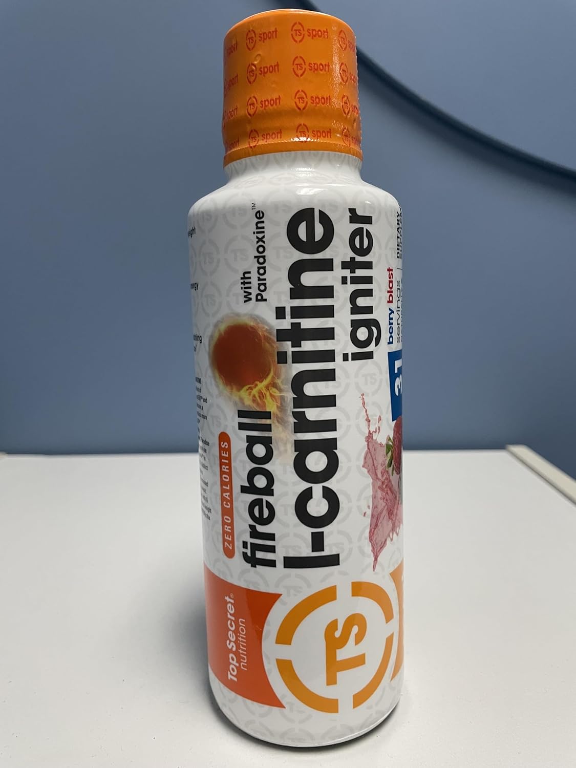 Fireball L-Carnitine Liquid Supplement with Paradoxine - Berry Blast Flavor - 16 Ounce Bottle