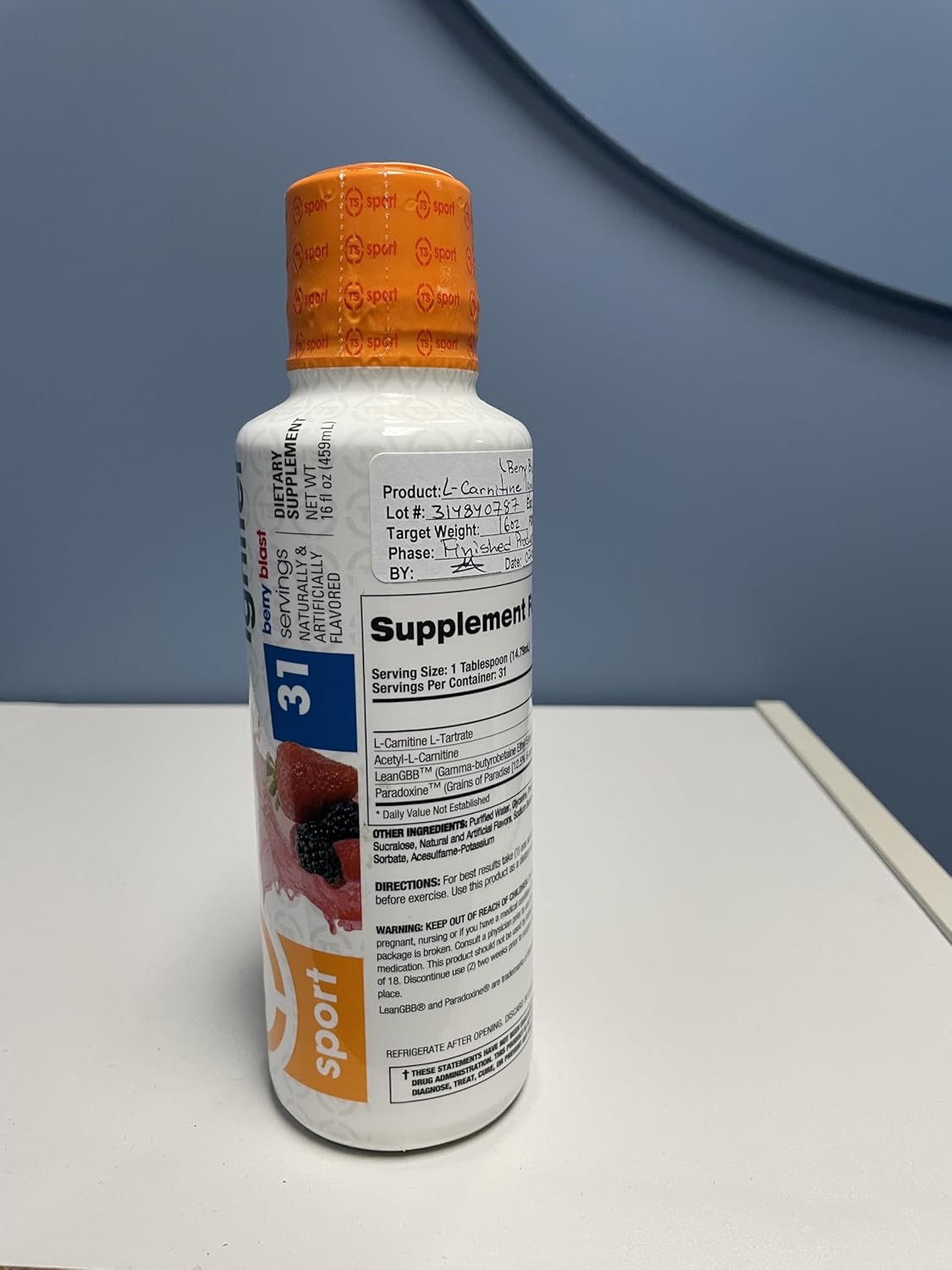 Fireball L-Carnitine Liquid Supplement with Paradoxine - Berry Blast Flavor - 16 Ounce Bottle