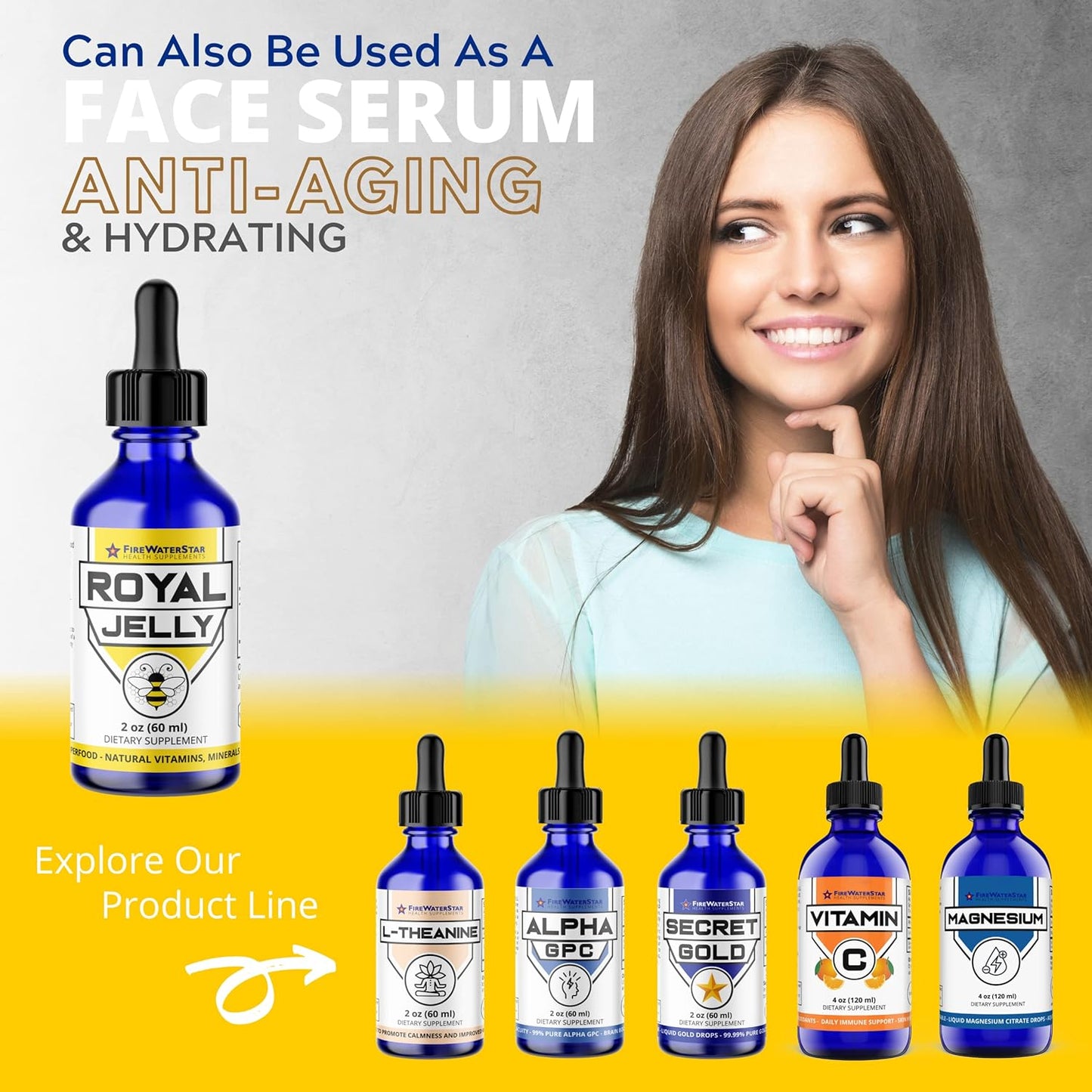 FIREWATERSTAR HEALTH SUPPLEMENTS FWS Royal Jelly Bee Superfood - Organic, Nutrient-Rich Skin Health Support with Vitamins, Minerals, and Antioxidants