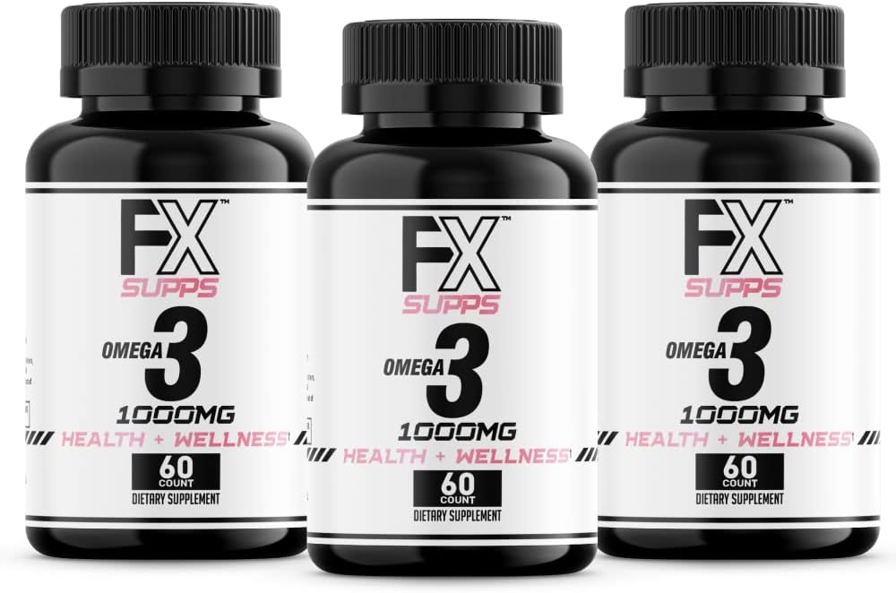 Fish Oil Supplement 1000mg Softgels (3 Pack, 60 Count) for Men and Women | Omega-3 with EPA, DHA, Essential Fatty Acids | Joint, Brain, Heart Health Vitamins