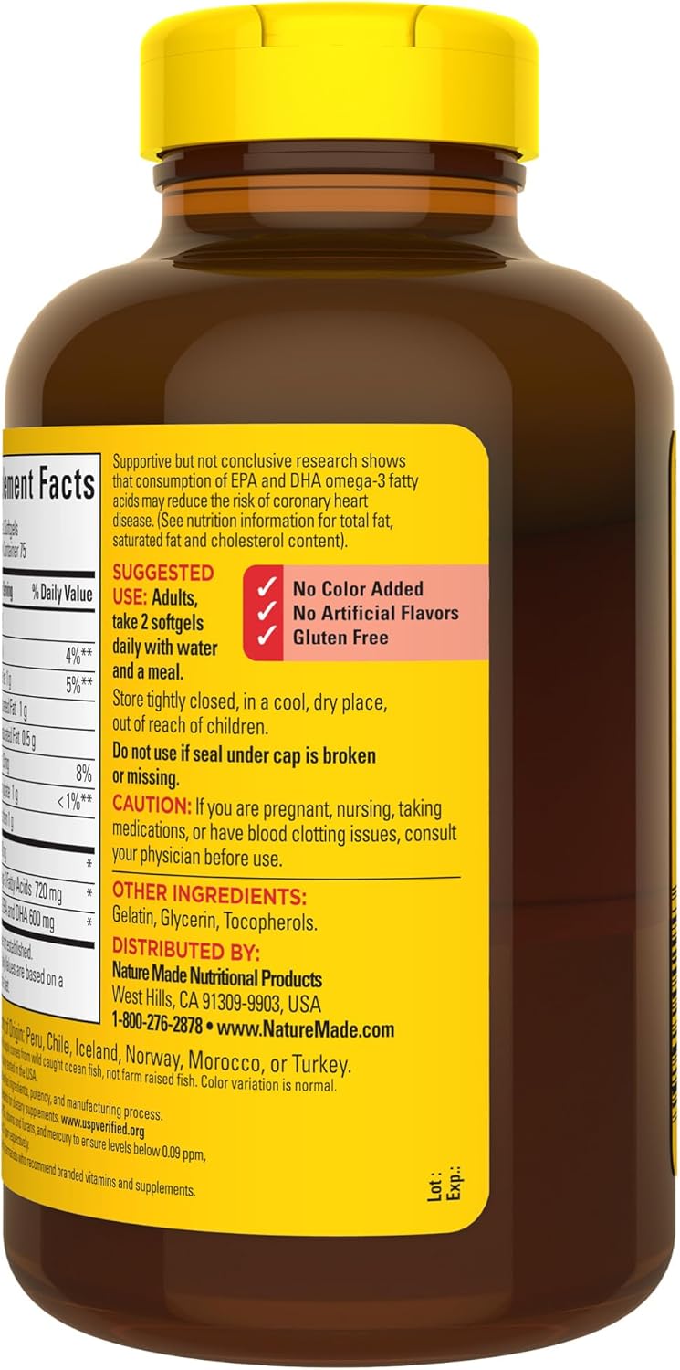 Fish Oil Supplements for Heart Health - 1200 mg Omega 3 Softgels, 150 Count