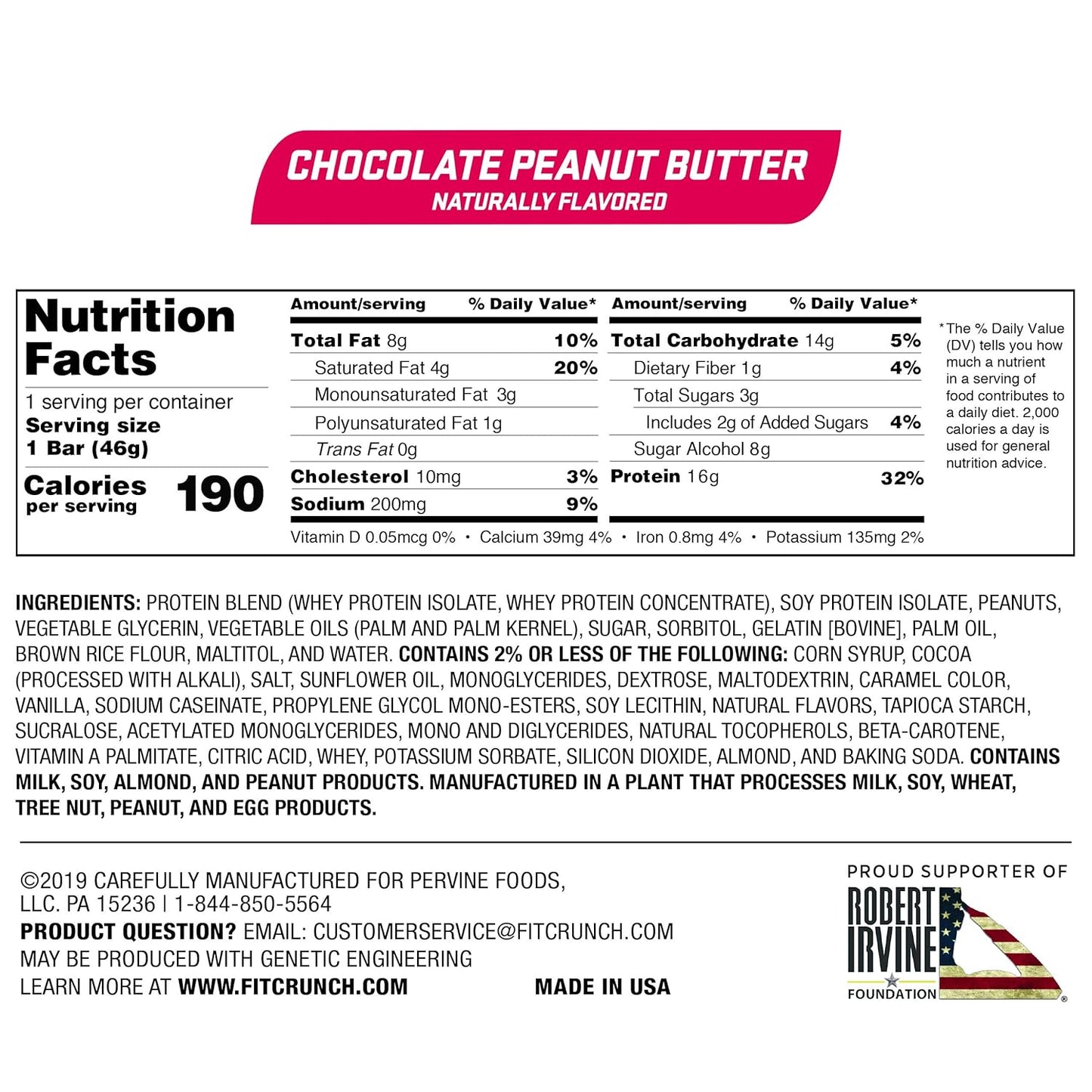 Fit Crunch Snack Size Protein Bars - 6-Layer Baked Bar with Soft Cake Core, 3g Sugar (18 Bars, Peanut Butter)