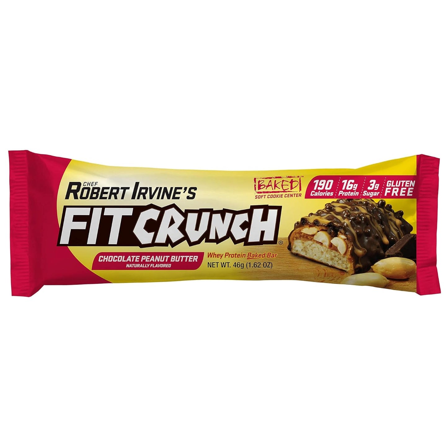 Fit Crunch Snack Size Protein Bars - 6-Layer Baked Bar with Soft Cake Core, 3g Sugar (18 Bars, Peanut Butter)