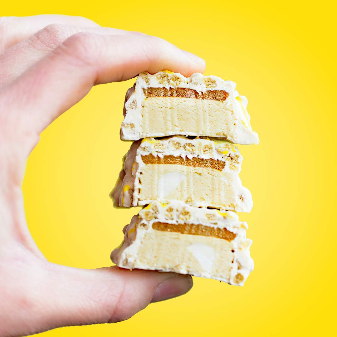 Fit Crunch Snack Size Protein Bars - 6-Layer Baked Bar with Soft Cake Core, Low Sugar (9 Bars, Lemon Cake)