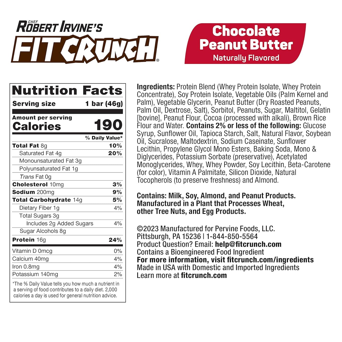 Fit Crunch Snack Size Protein Bars by Robert Irvine - 6-Layer Baked Bar, Low Sugar, Gluten Free, Soft Cake Core - Chocolate Peanut Butter Flavor (18 Bars)