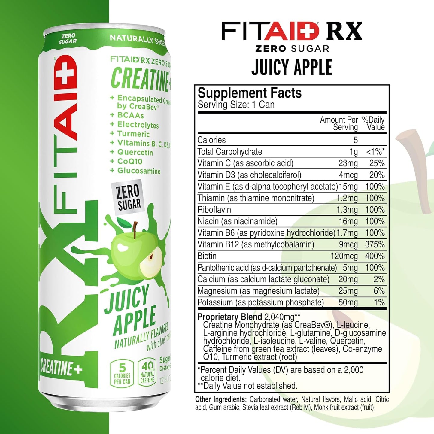 FITAID RX Zero Sugar Workout Recovery Drink Variety Pack - 12 Fl Oz (Pack of 12) - All-In-One Blend with Encapsulated Creatine, BCAAs, Glucosamine, Turmeric, B-Complex, and Electrolytes