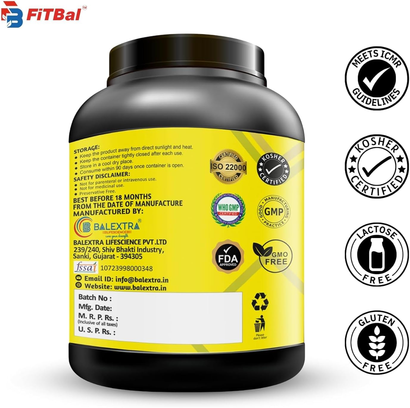 FiTBal 1KG Belgian Chocolate Vegan Plant Protein Powder - Pea and Brown Rice Protein, 27 Servings, 27g Protein per Serving