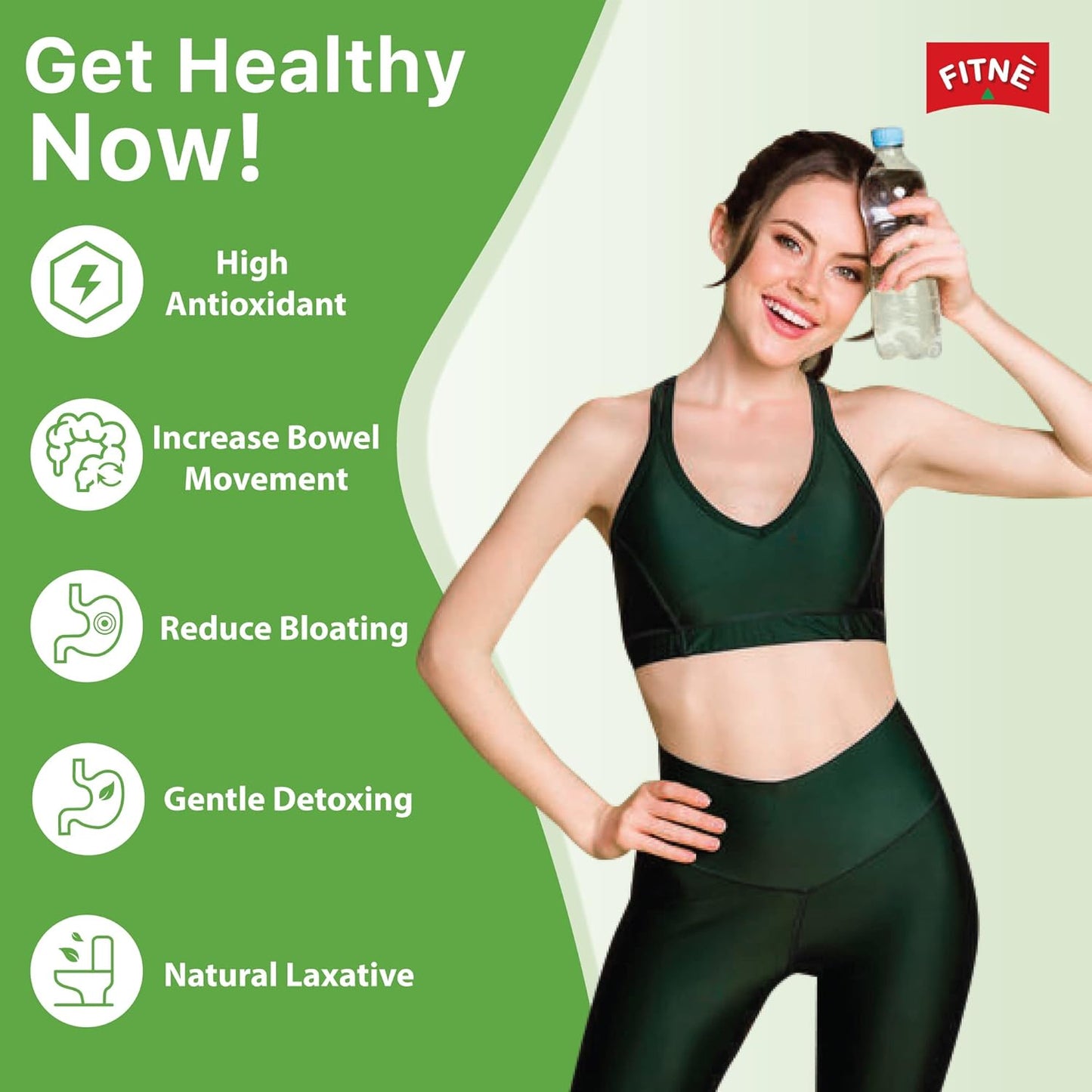 FITNÈ FITNE Green Tea Herbal Honey Lemon Infusion with Garcinia Senna - Gentle Detox Cleanse, High Antioxidants, Stevia Sweetened, 15 Tea Bags