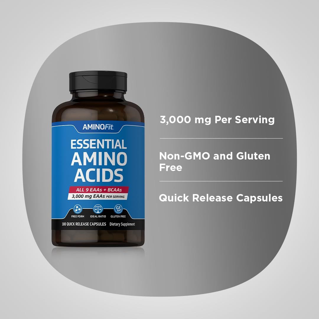 Fitness Labs Non-GMO AminoFit Complex | BCAA and EAA Amino Acids | 180 Capsules by Piping Rock