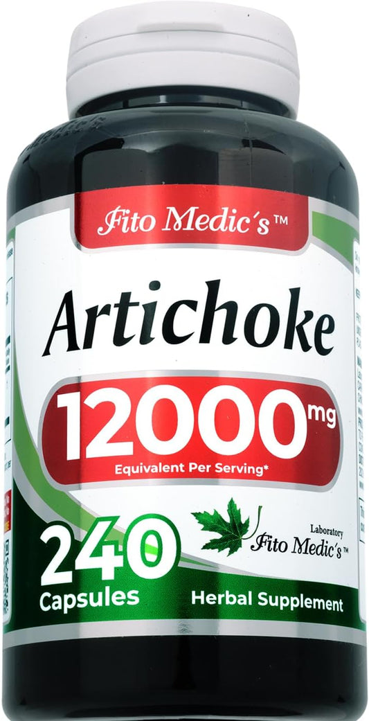 FITO MEDIC'S Lab Artichoke Extract Capsules 240 Count - 12000mg Supplement for Heart Health - Natural alcachofa Dietary Supplement
