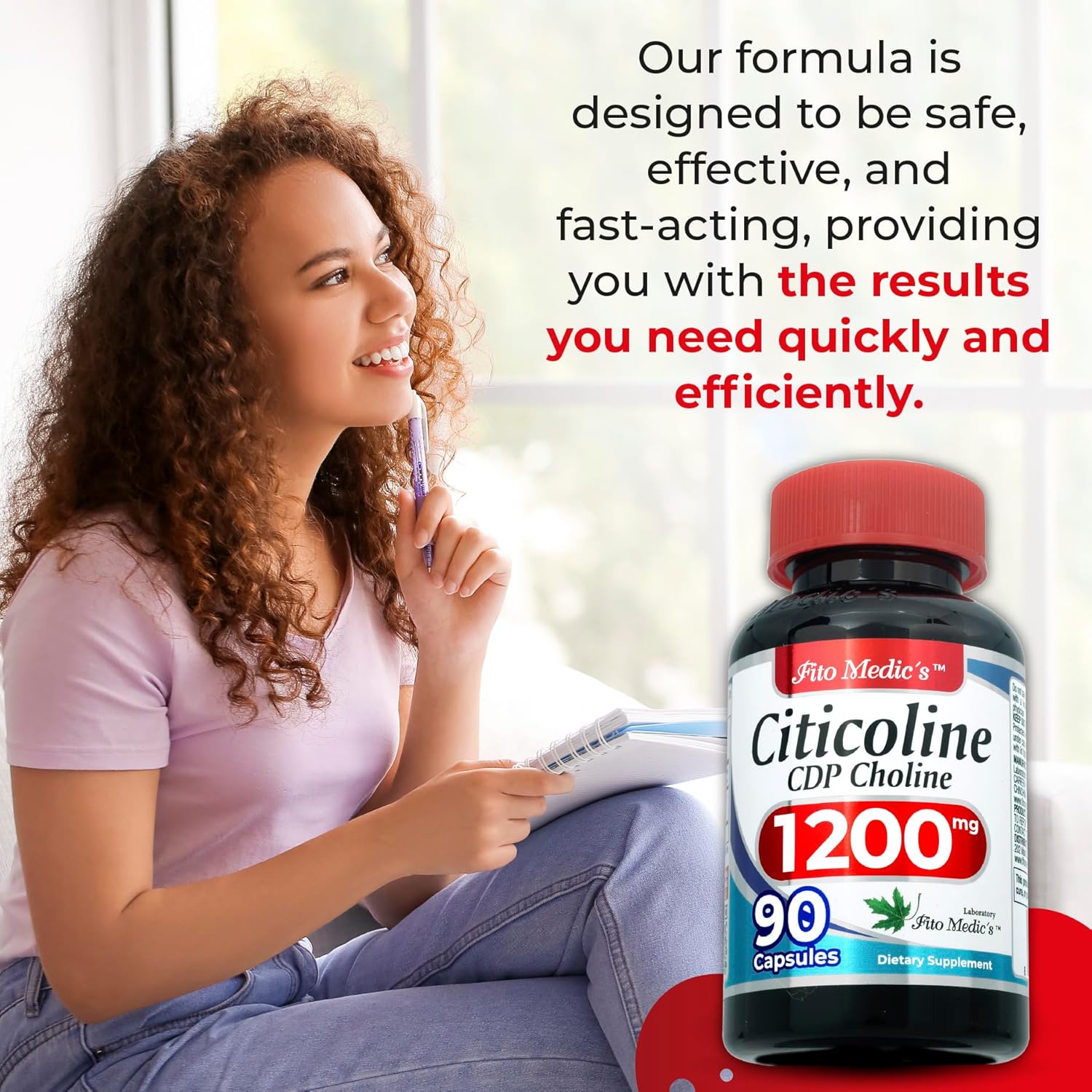 FITO MEDIC'S Lab Choline Supplements 1200mg 90 Caps - Citicoline CDP Choline Ultra High Absorption