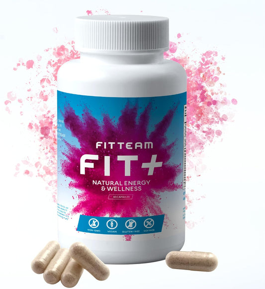 FITTEAM GLOBAL FIT Plus Organic Energy and Wellness Capsules - 60 Count - Natural Energy Vitamins for Mental Focus, Metabolism Boost, Mood Support, and Antioxidants