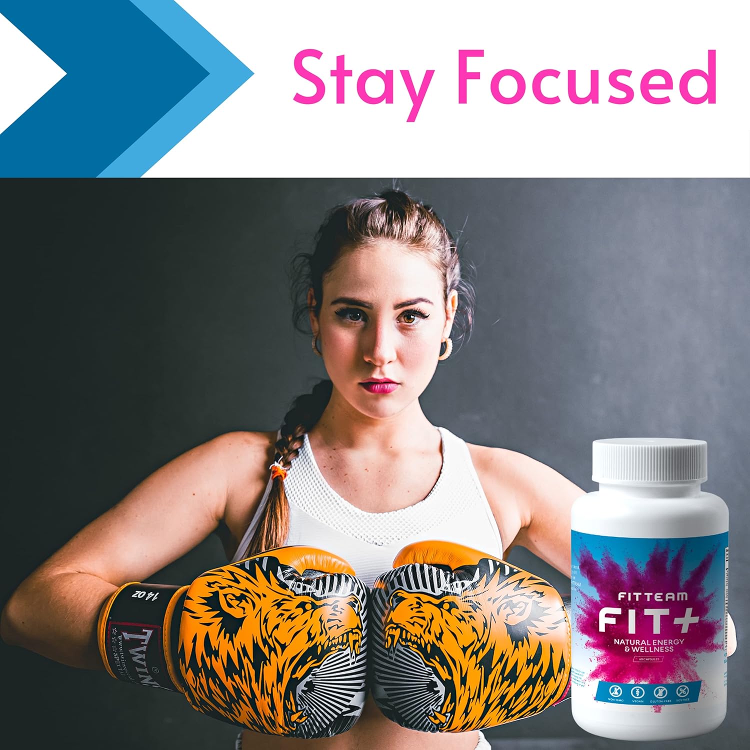 FITTEAM GLOBAL FIT Plus Organic Energy and Wellness Capsules - 60 Count - Natural Energy Vitamins for Mental Focus, Metabolism Boost, Mood Support, and Antioxidants