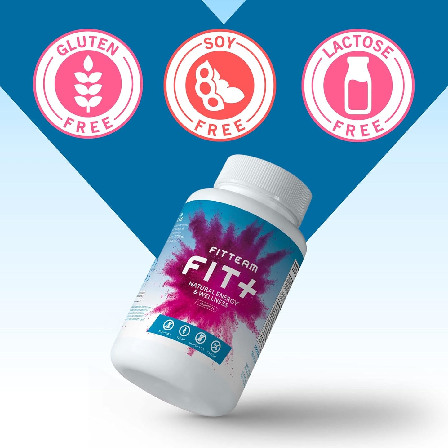 FITTEAM GLOBAL FIT Plus Organic Energy and Wellness Capsules - 60 Count - Natural Energy Vitamins for Mental Focus, Metabolism Boost, Mood Support, and Antioxidants