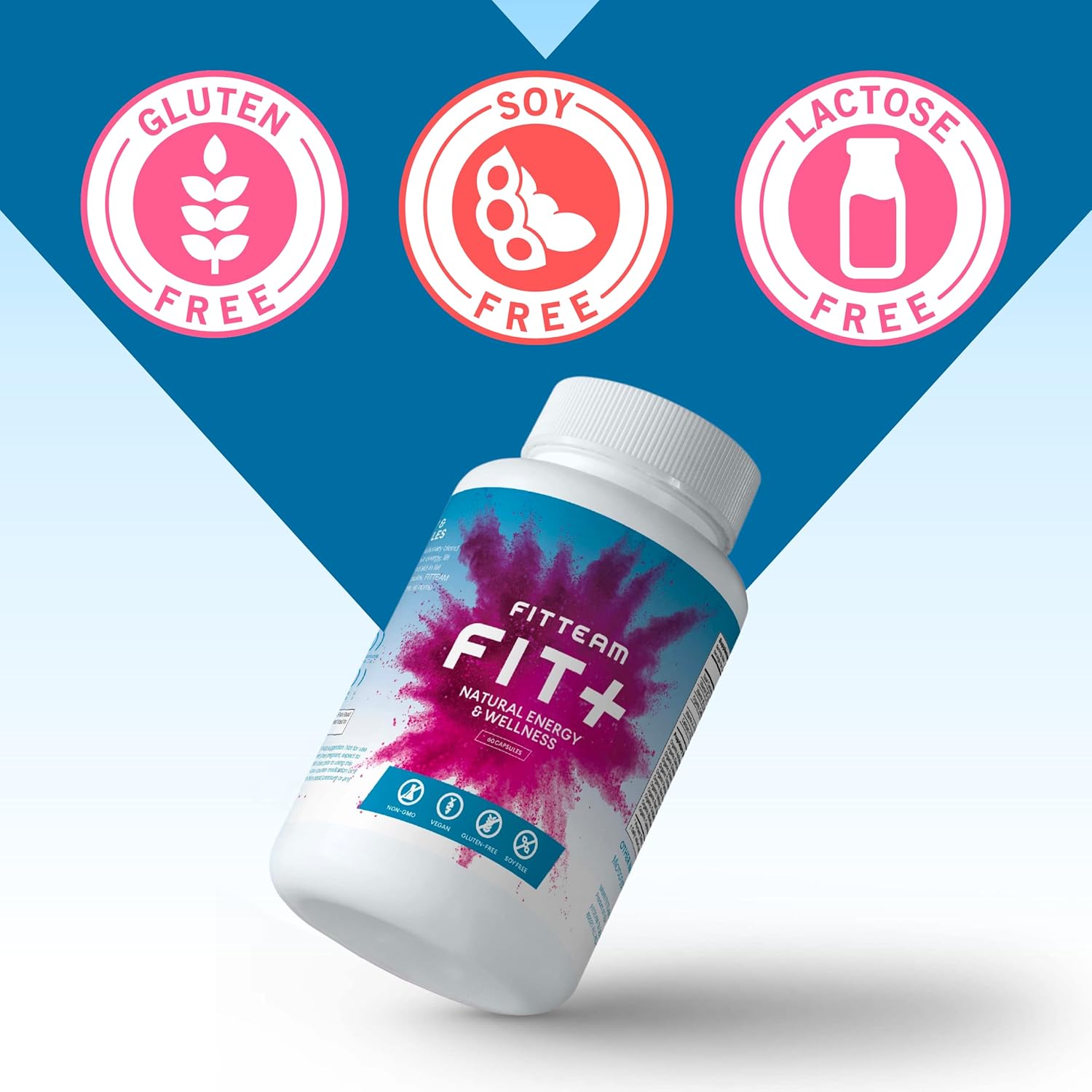 FITTEAM GLOBAL FIT Plus Organic Energy and Wellness Capsules - 60 Count - Natural Energy Vitamins for Mental Focus, Metabolism Boost, Mood Support, and Antioxidants