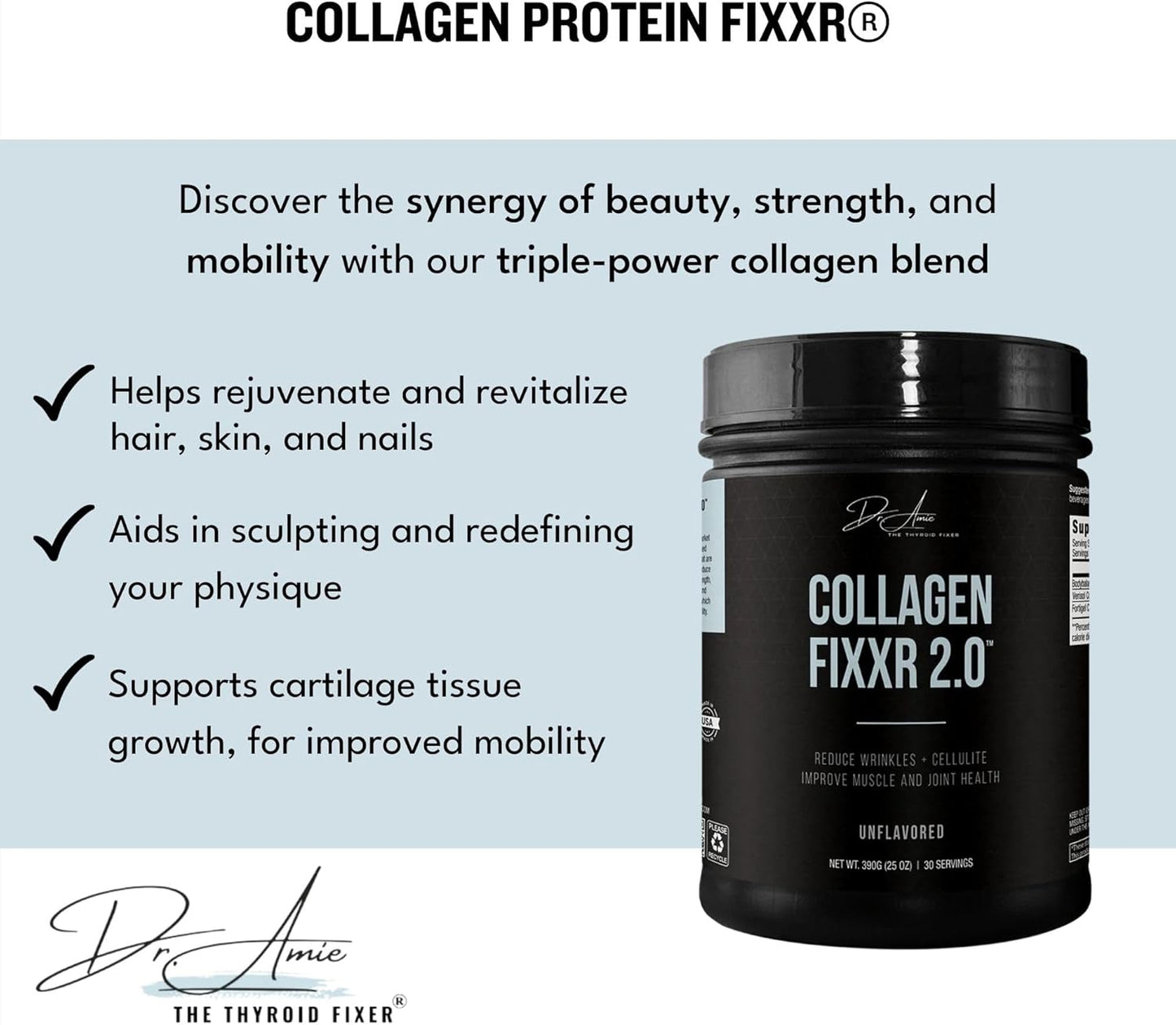 Fixxr Dr. Amie Thyroid Support and Collagen Renewal Bundle for Health and Wellness