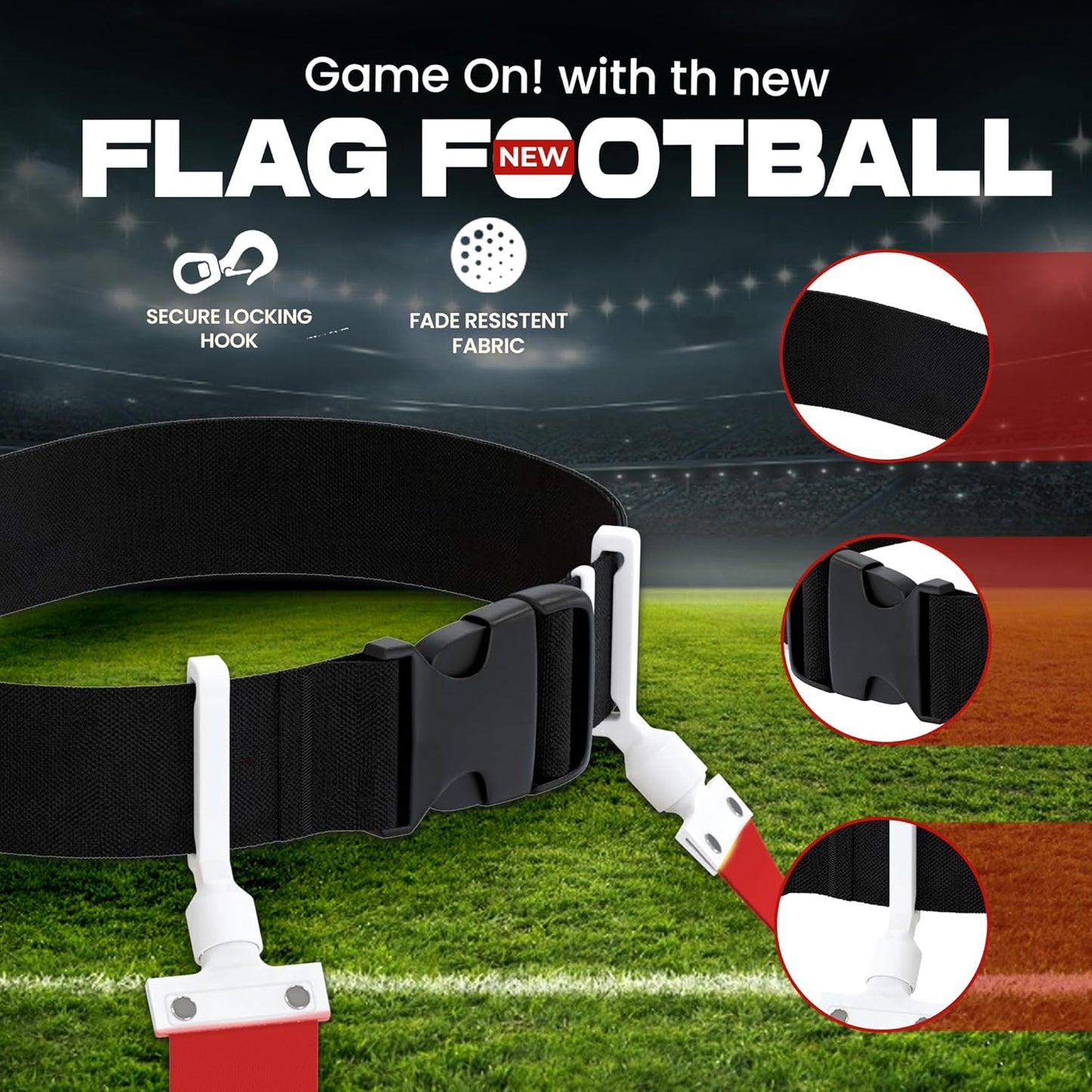 Flag Football Set with 2 Pop Flags - Complete Flag Belts and Flags Kit for Ultimate Game Experience