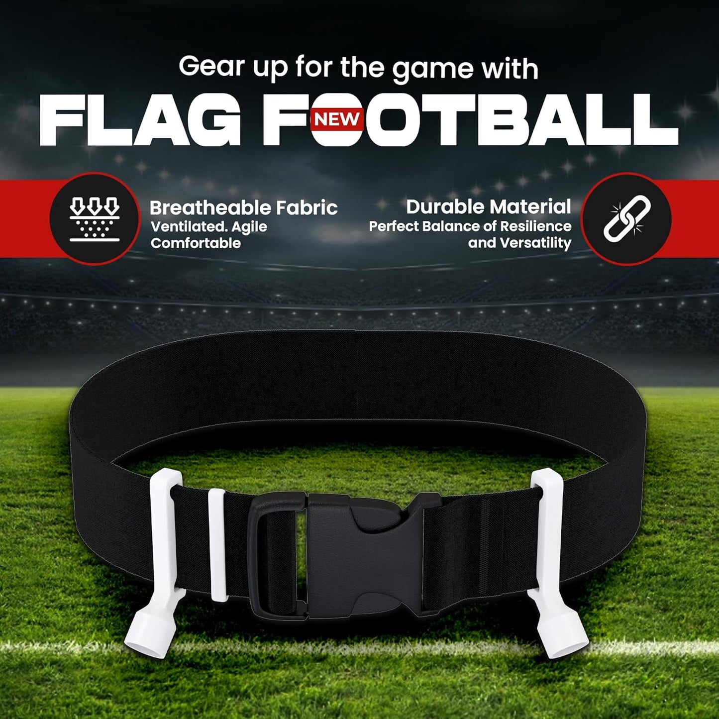 Flag Football Set with 2 Pop Flags - Complete Flag Belts and Flags Kit for Ultimate Game Experience
