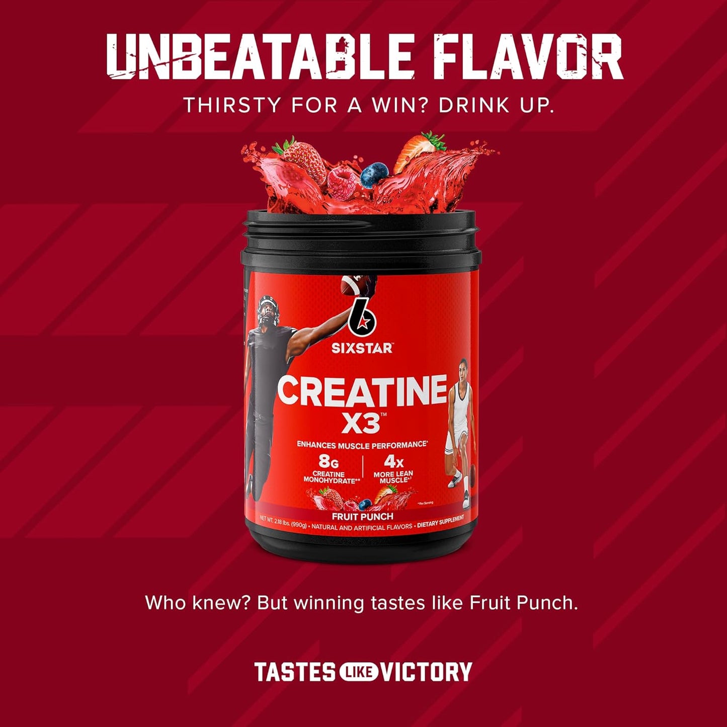 Flavored Fruit Punch Creatine HCl Powder for Muscle Building - Six Star Creatine Monohydrate X3 - Post Workout Supplement for Men & Women - 30 Servings