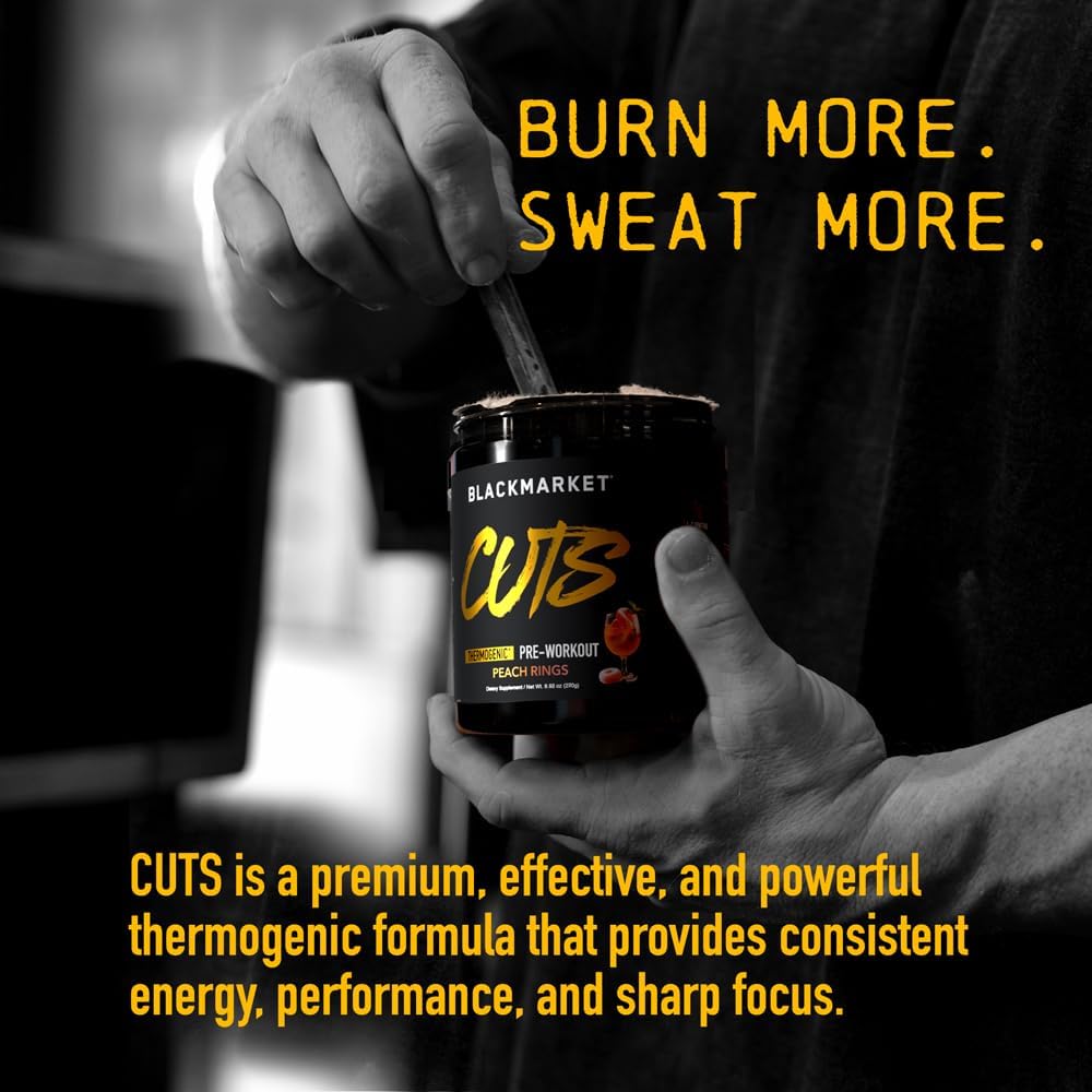 Flavored Pre Workout Energy Powdered Drink Mix for Muscle Definition - Peach Ring Flavor, 30 Servings, Creatine Free, Thermogenic Formula for Men & Women
