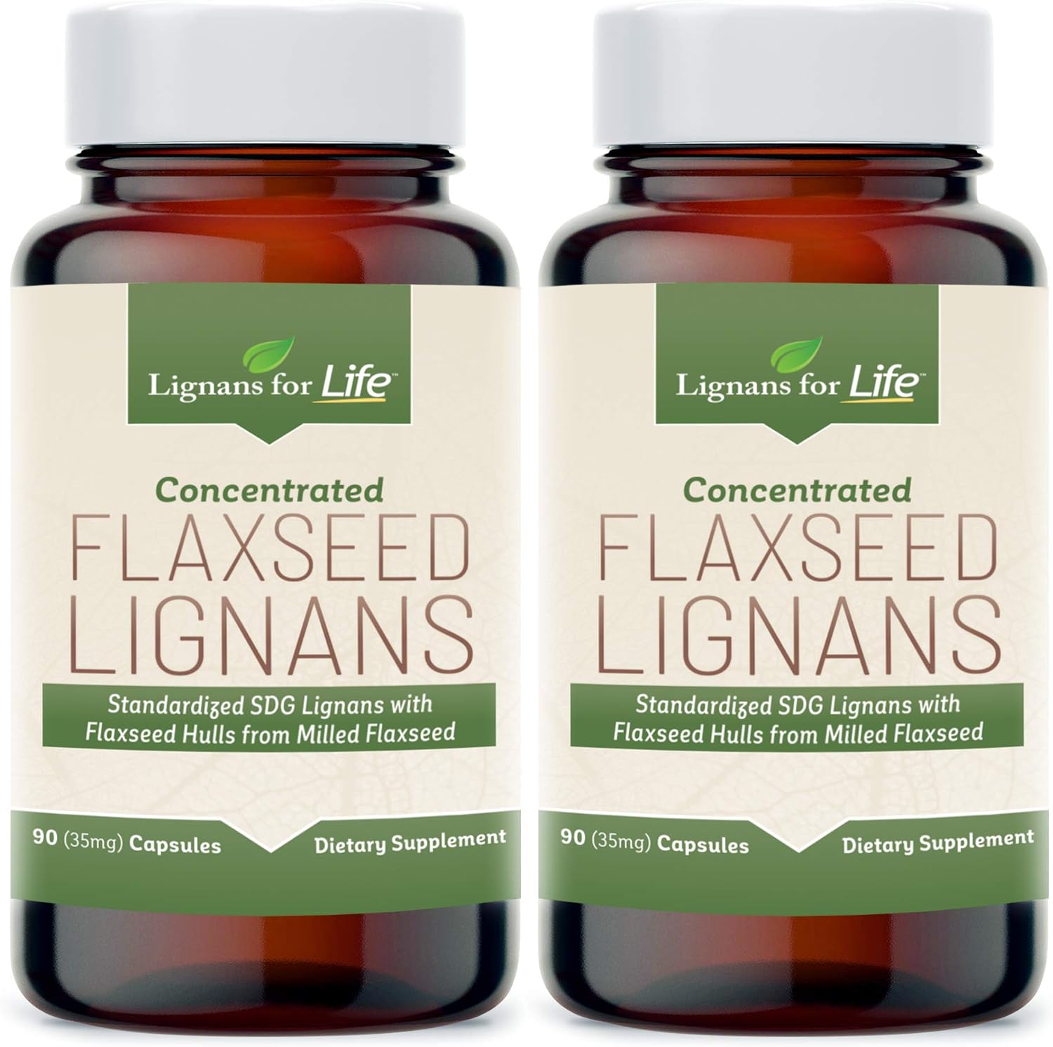 Flaxseed Lignans Capsules for Dogs - Omega 3 Fatty Acids, High Fiber Antioxidants for Shiny Coat, Digestive & Heart Health - 2 Pack, 35mg, 90 Capsules