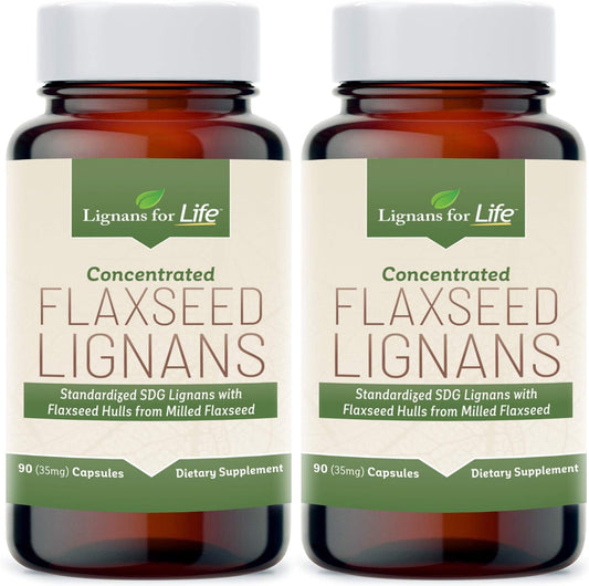 Flaxseed Lignans Capsules for Dogs - Omega 3 Fatty Acids, High Fiber Antioxidants for Shiny Coat, Digestive & Heart Health - 2 Pack, 35mg, 90 Capsules