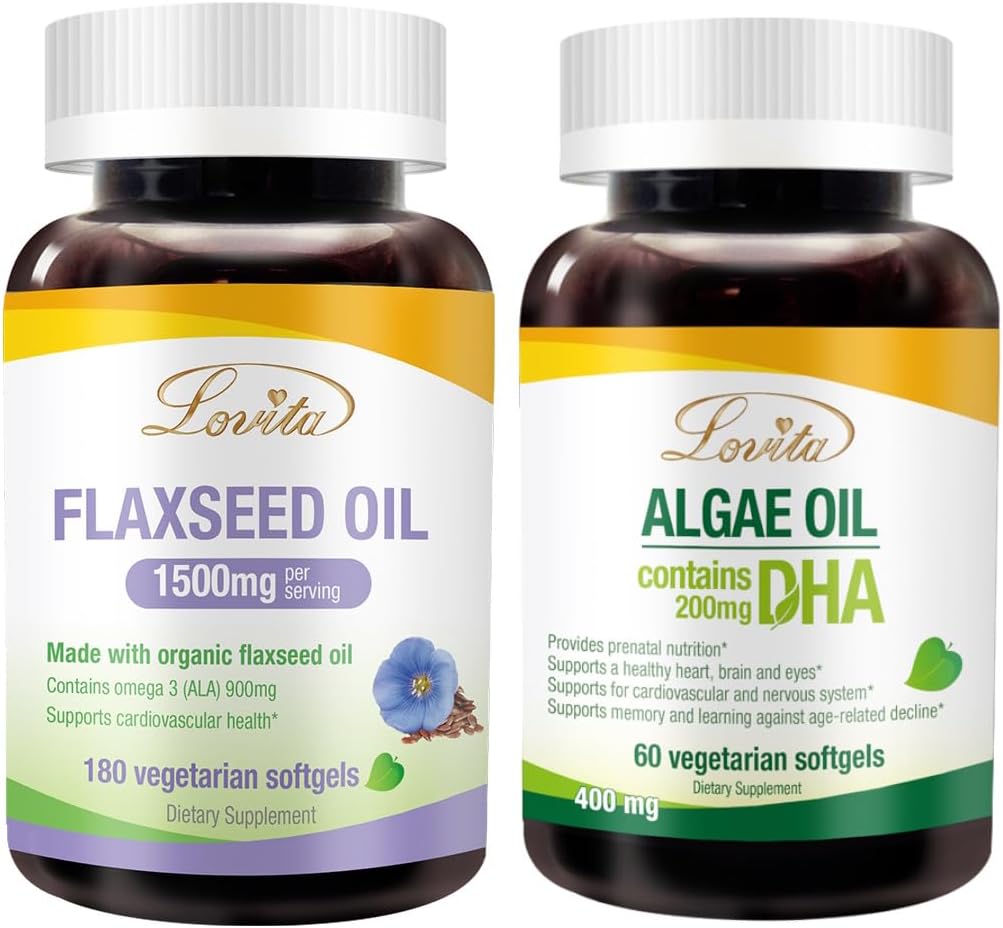 Flaxseed Oil & Algae DHA Nutrients Bundle for Better Nutrition & Well-Being