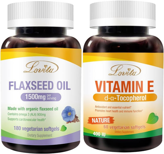 Flaxseed Oil and Vitamin E Bundle for Better Nutrition and Well-Being - Dietary Supplement