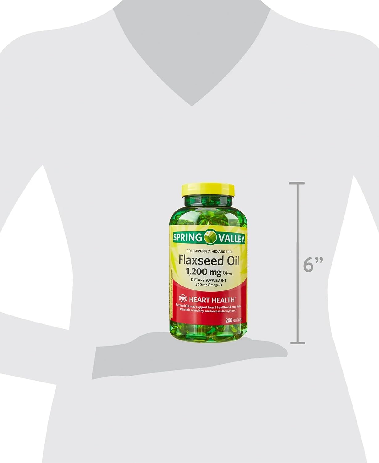 Flaxseed Oil Softgels with Omega-3 for Heart Health - 1200mg, 200 Count - Spring Valley