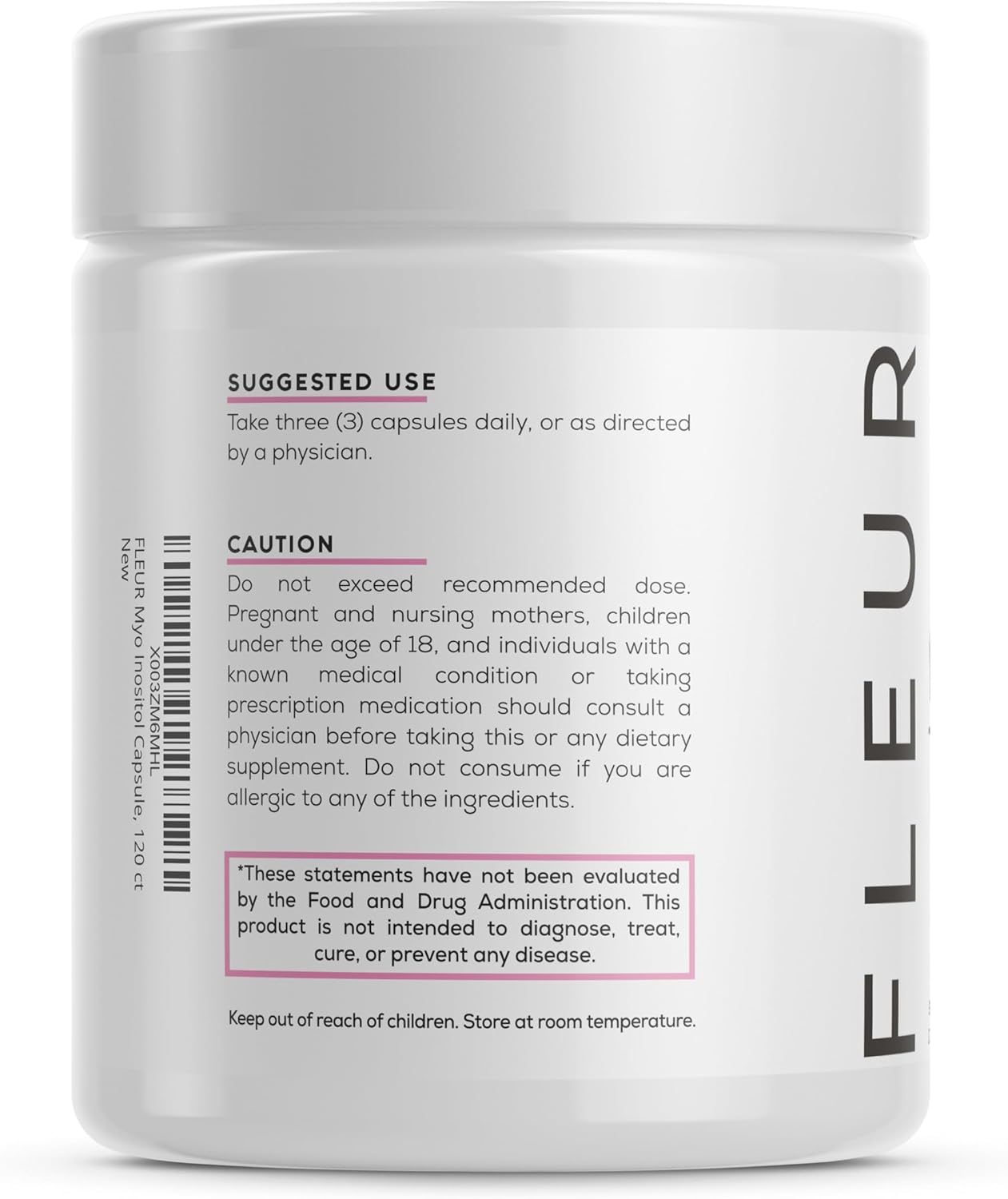 FLEUR Myo-Inositol & D-Chiro Inositol Capsules - Hormone Balance & Ovarian Function Support for Women - PCOS Symptom Relief - Regulates Menstrual Cycle - Non-GMO & Vegan - 90 Capsules