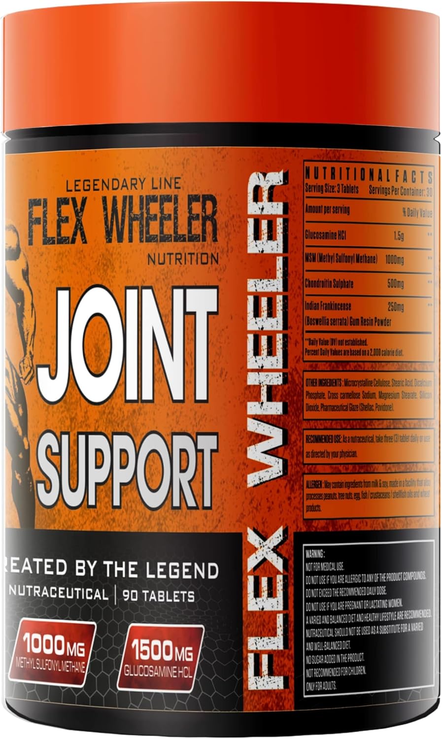 Flex Wheeler Nutrition Joint Support Supplement - 90 Tablets for Joint Health and Mobility