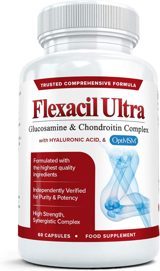 Flexacil Ultra Joint Health Supplement with Glucosamine, Chondroitin, Hyaluronic Acid & MSM - 60 Capsules