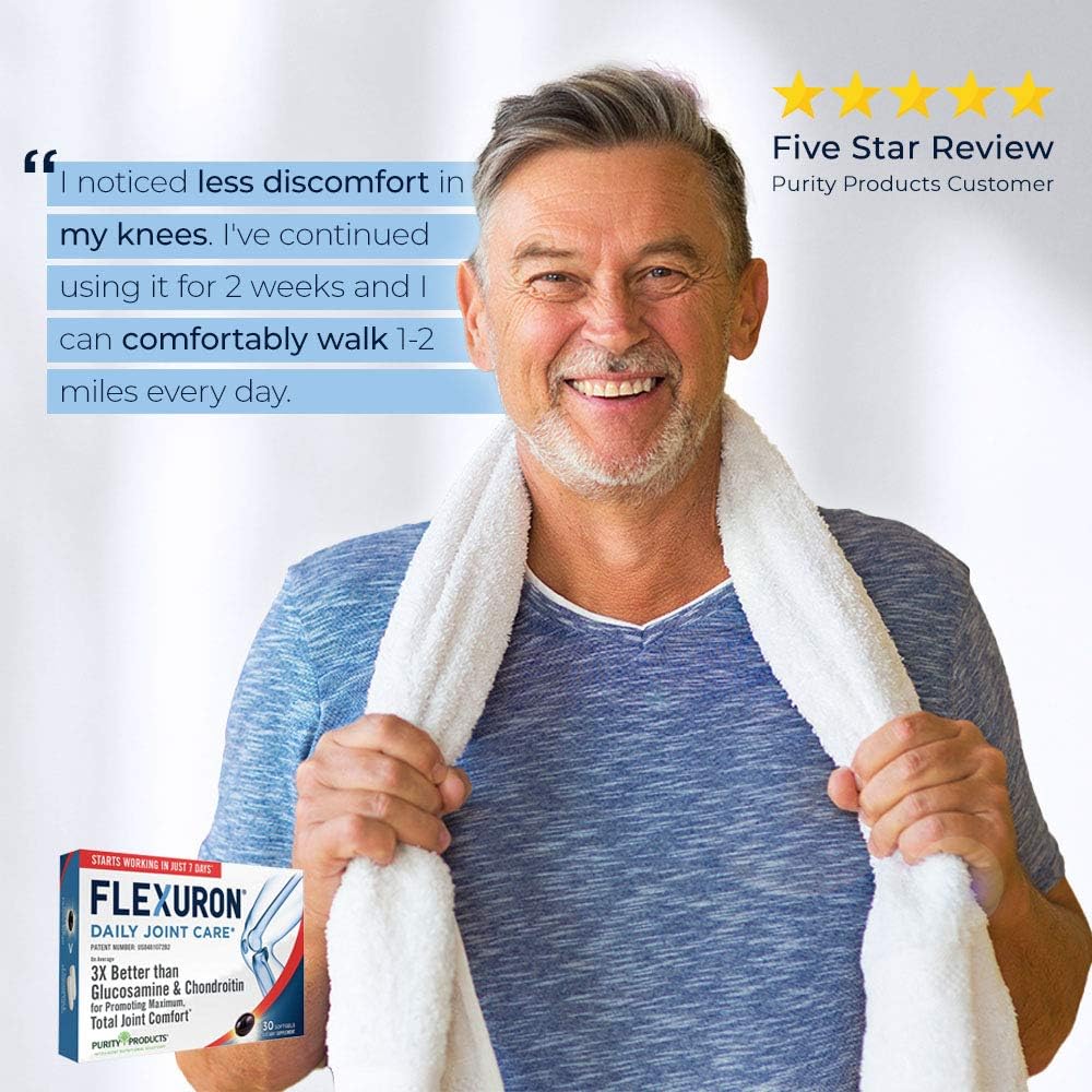 Flexuron Joint Formula: 3X Better Than Glucosamine & Chondroitin - Fast-Acting with Krill Oil, Hyaluronic Acid, Astaxanthin - 30 Count