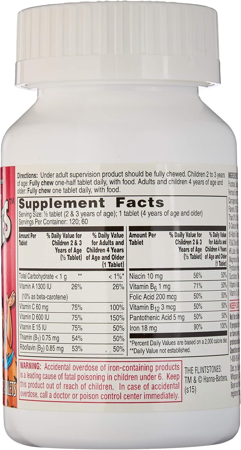 Flintstones Children's Multivitamin with Iron Chewable Tabs 60 Count - Pack of 2