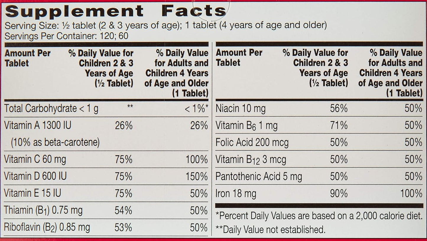 Flintstones Children's Multivitamin with Iron Chewable Tabs 60 Count - Pack of 2