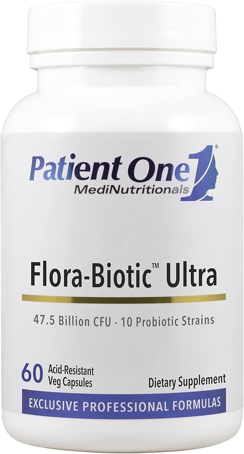 Flora-Biotic Ultra Probiotic Supplement | 47.5 Billion CFU & 10 Strains | 60 Capsules | Intestinal Flora Support