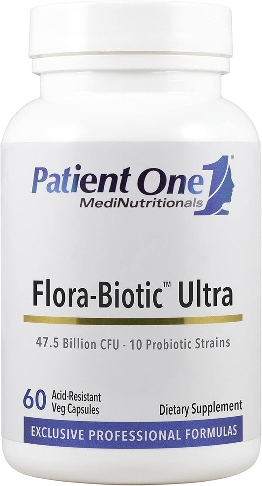 Flora-Biotic Ultra Probiotic Supplement | 47.5 Billion CFU & 10 Strains | 60 Capsules | Intestinal Flora Support