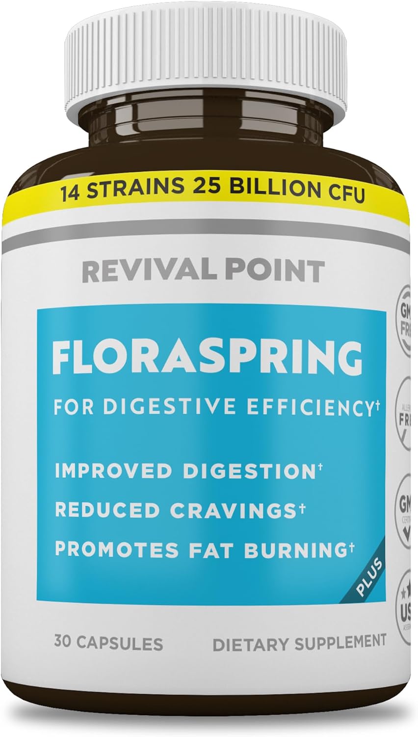 Floraspring Probiotic Supplement for Gut Health - Lactobacillus Gasseri, 14 Strains, 30 Capsules - Supports Digestive Health, Metabolism, and Bloating - Dr Formulated for Women and Men
