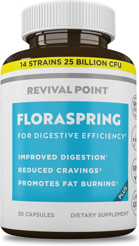 Floraspring Probiotic Supplement for Gut Health - Lactobacillus Gasseri, 14 Strains, 30 Capsules - Supports Digestive Health, Metabolism, and Bloating - Dr Formulated for Women and Men