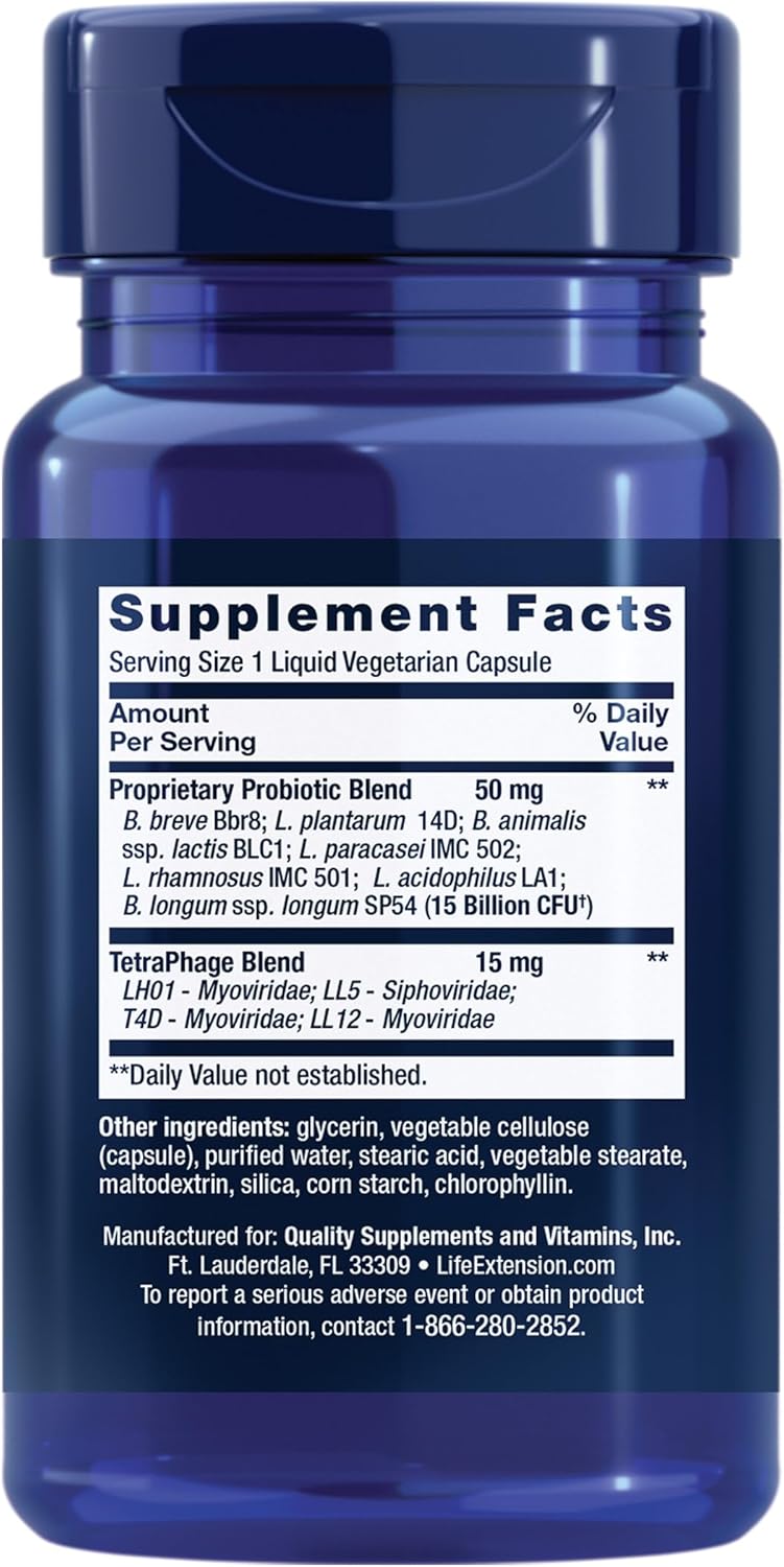 FLORASSIST GI with Phage Technology: Probiotic Support for Digestive Health, Nutrient Absorption - 30 Liquid Vegetarian Capsules