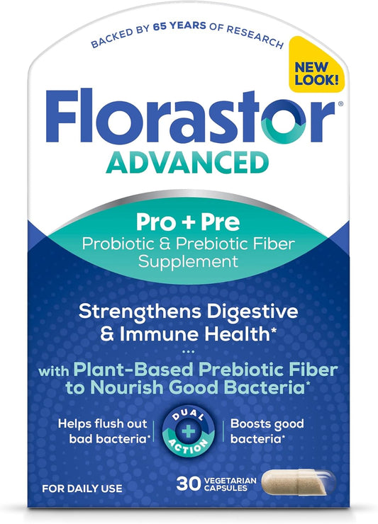 Florastor Select Pro+Pre Probiotic Supplement Boosts Good Bacteria - 30 Capsules - Women and Men - Saccharomyces Boulardii CNCM I-745