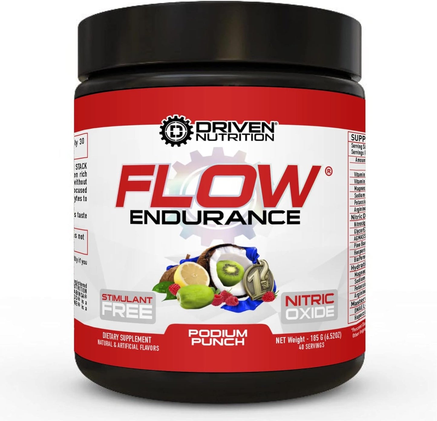 Flow Cognitive Nitric Oxide Nootropic - Boost Focus, Energy, Endurance - Vitamin B12, Electrolytes - Podium Punch Flavor