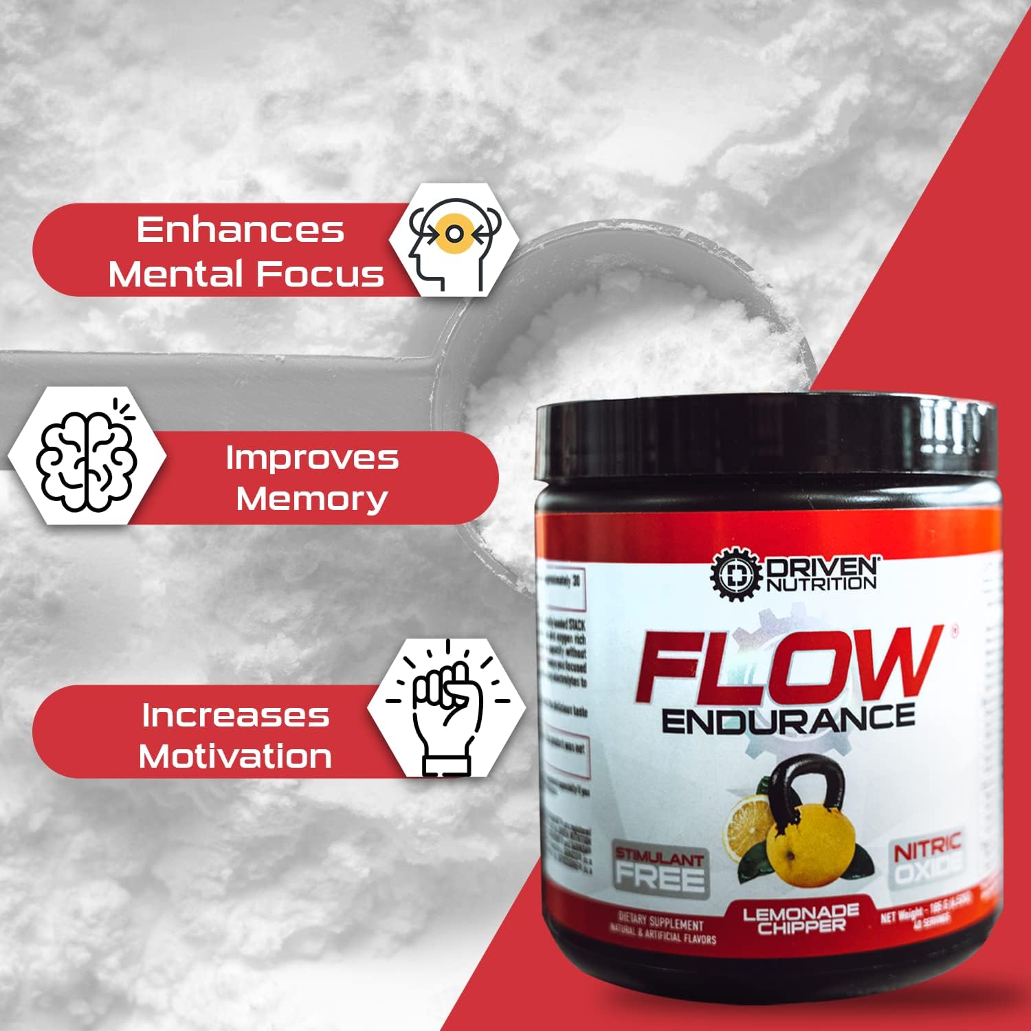 Flow Cognitive Nitric Oxide Nootropic - Boost Focus, Energy, Endurance - Vitamin B12, Electrolytes - Podium Punch Flavor