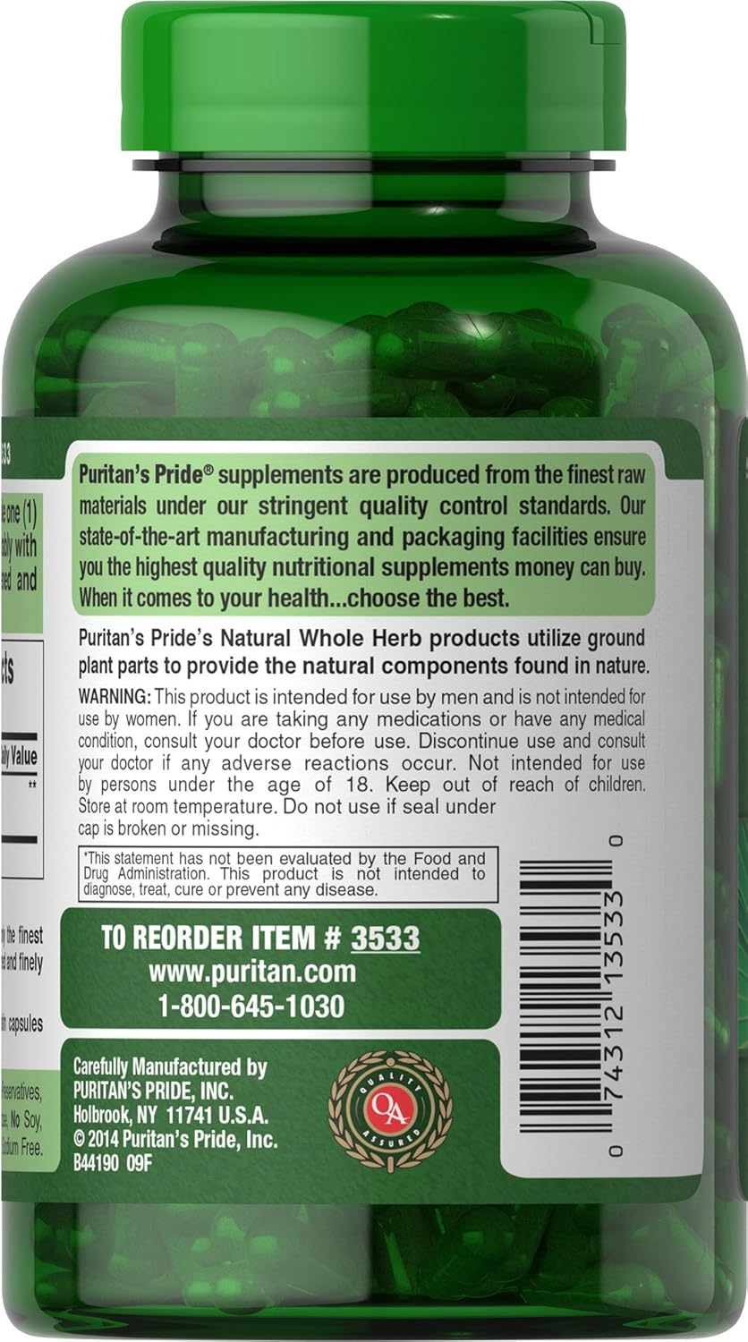 Flow Guard™ Saw Palmetto Extract 450mg Capsules for Men's Prostate Health - 200 Rapid Release Dietary Supplements by Puritan's Pride