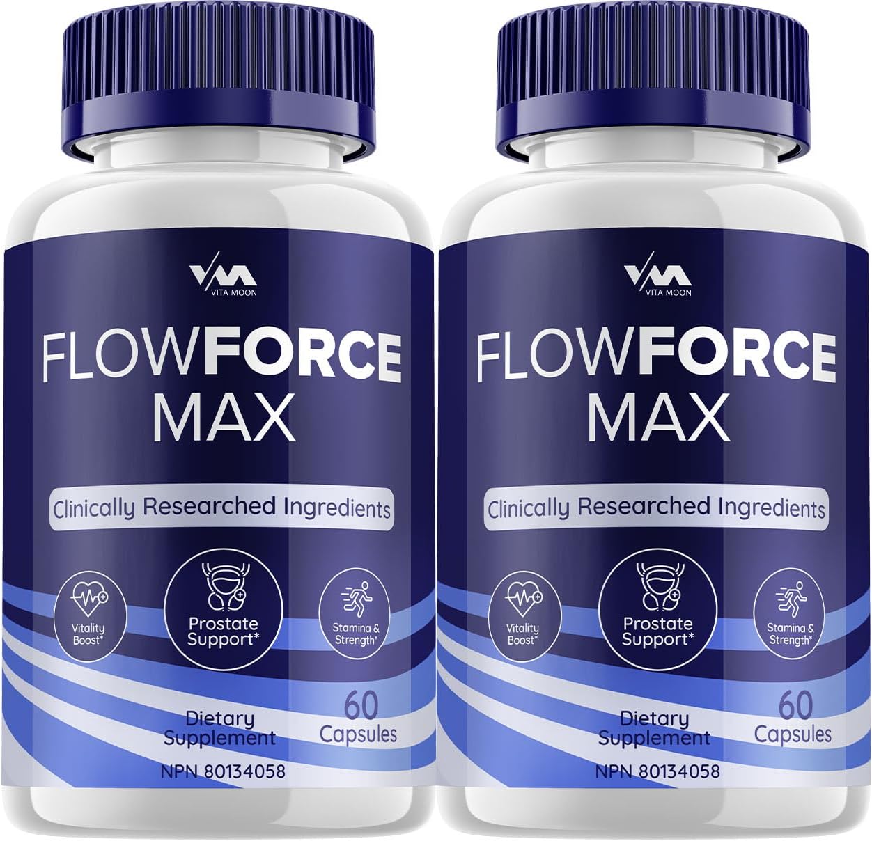 FlowForceMax Prostate Support Capsules - 2 Pack of Maximum Strength Pills with New Multivitamin Formula - 120 Capsules, Vitamoon