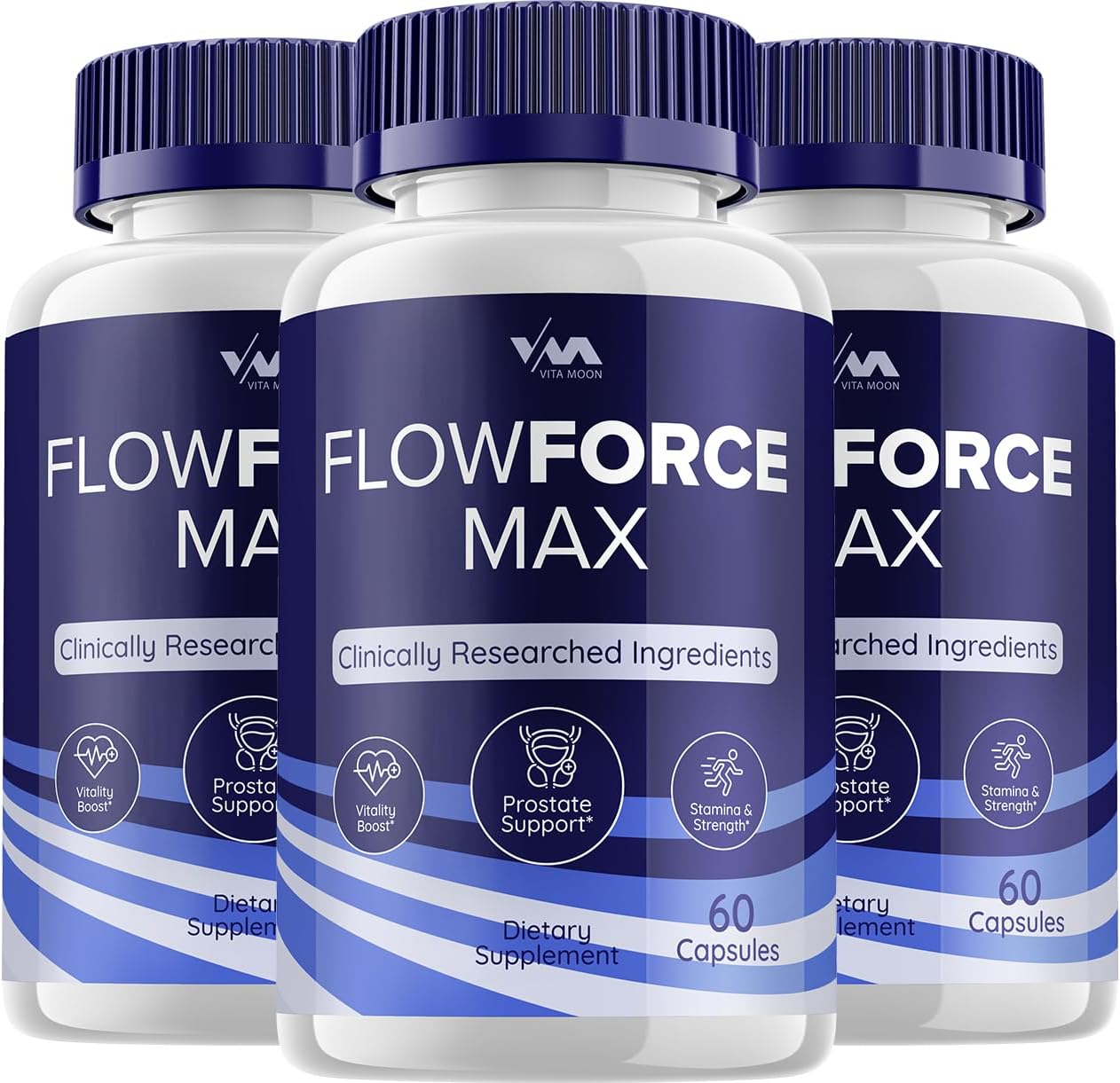 FlowForceMax Prostate Support Capsules - Maximum Strength Supplement with New Multivitamin Formulation (3 Pack, 180 Capsules)