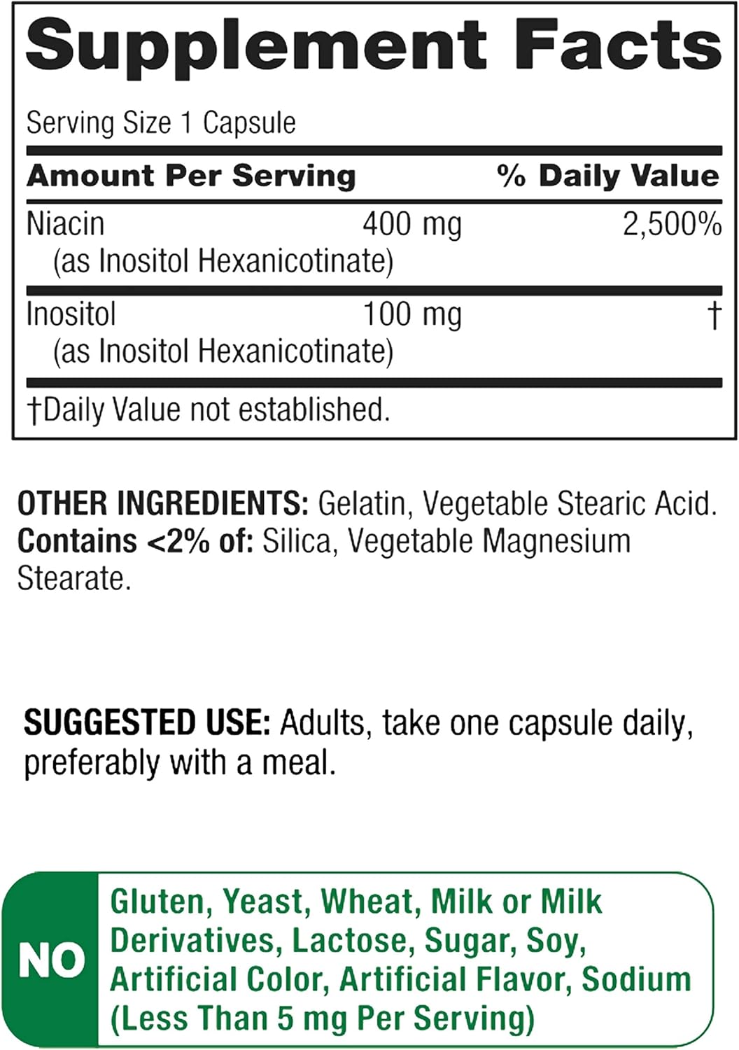 Flush-Free Niacin Capsules 500mg - 240 Count, Metabolism Support, Energy Boost, Gluten-Free Vitamin B3 Supplement