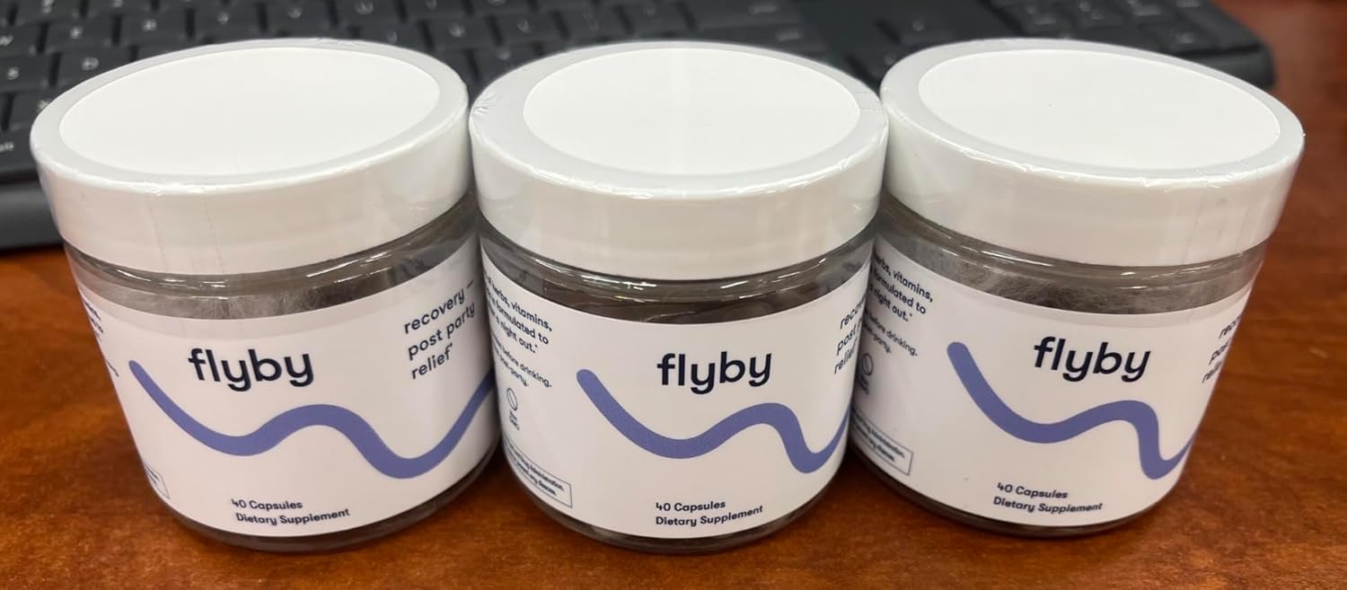 Flyby Hangover Recovery Supplement with Milk Thistle, Vitamin C, Activated Charcoal, Apple Cider Vinegar - 120 Count