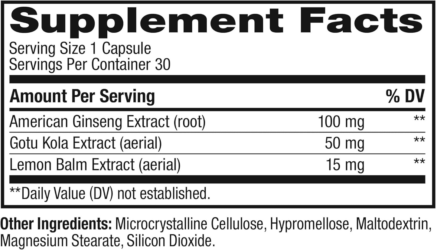 Focus Adaptogen & Ginseng Mood Support Supplement - 30 Vegetarian Capsules