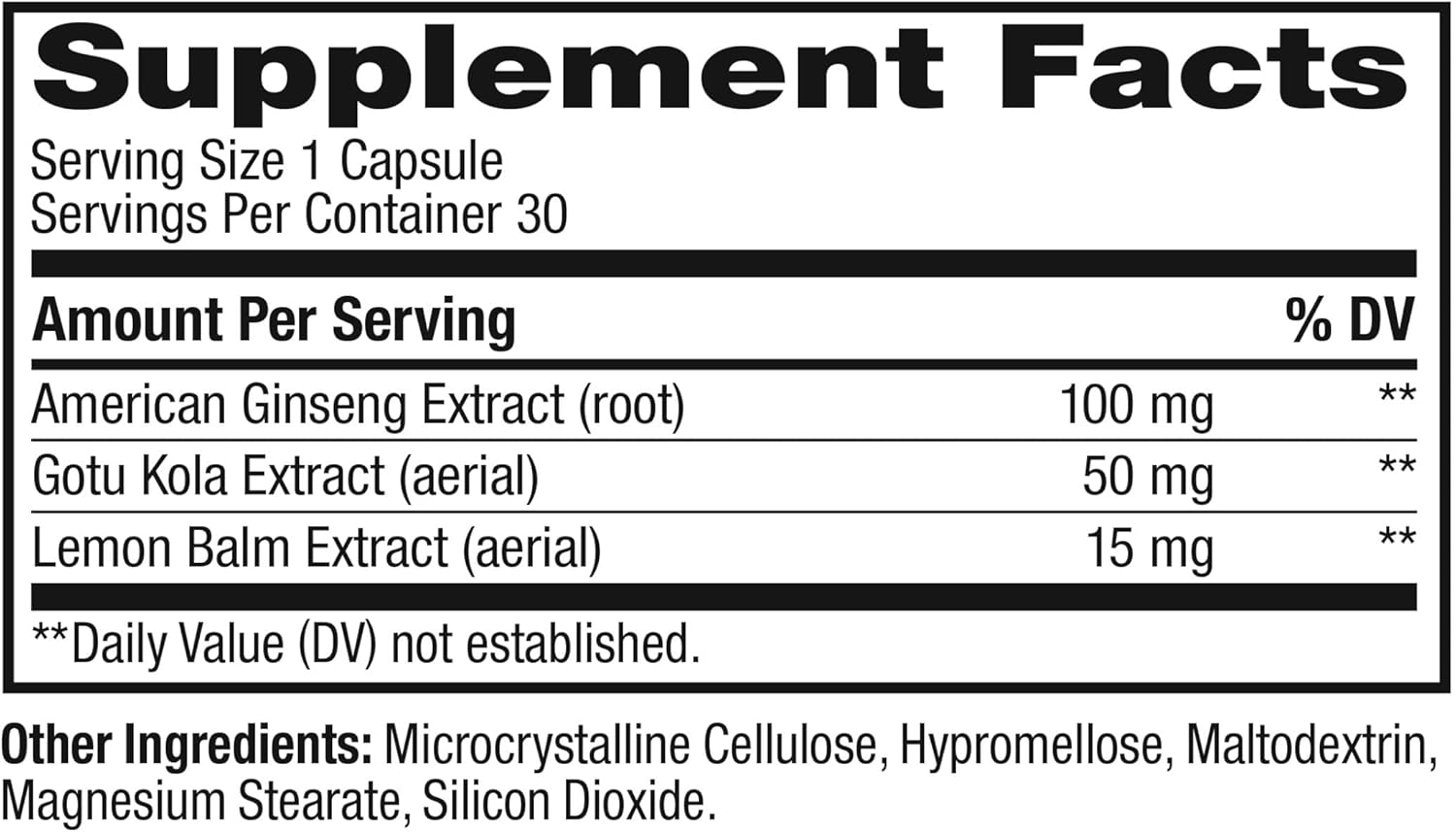 Focus Adaptogen & Ginseng Mood Support Supplement - 30 Vegetarian Capsules
